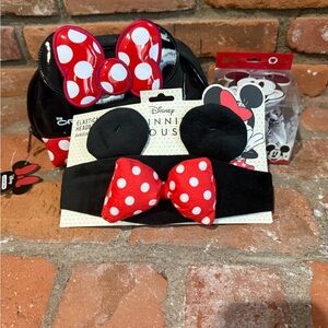 Disney Minnie Mouse Polka Dot Headband,Reusable Ice bag and Makeup Bag bundle